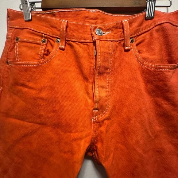 Vibrant Orange Jeans Levi 501 29x30 red tab - Picture 7 of 11